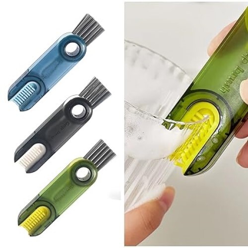 3 In 1 Multifunctional Cleaning Brush - Pvc Material, 115 Grams, Multicolor | Versatile Crevice Cleaning Tool For Various Surfaces