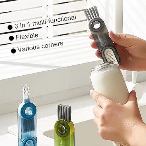 3 In 1 Multifunctional Cleaning Brush - Pvc Material, 115 Grams, Multicolor | Versatile Crevice Cleaning Tool For Various Surfaces