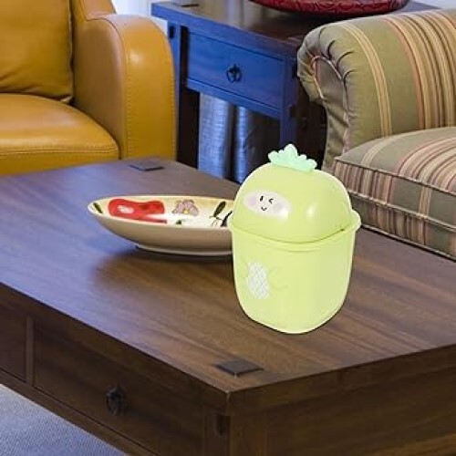 Cabilock Plastic Waste Basket Mini Desk Trash Can Cute Wastebasket With Lid Cartoon Desktop Garbage Bin Small Garbage Container For Home Office Dorm Small Waste Basket