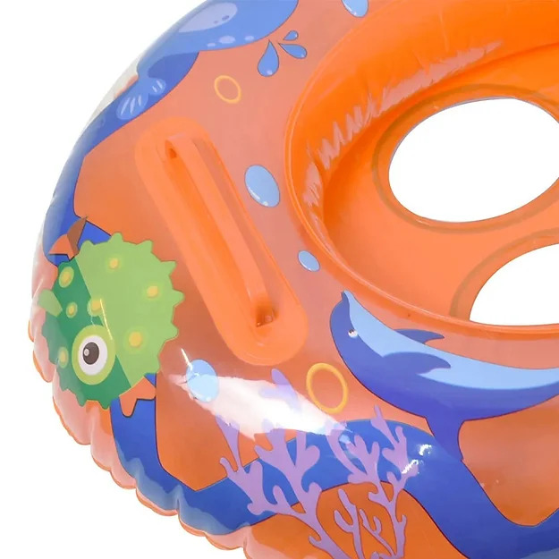 Inflatable Swimming Ring - Pvc Material, Multicolor Design | Single Cavity, Ideal For Household Fun