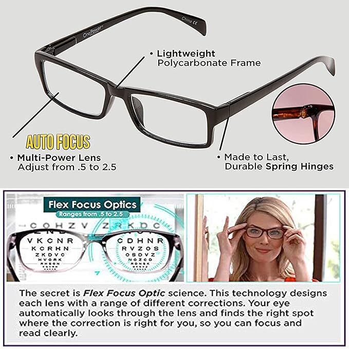 Asgtrade Blue Cut +.5 To 2.5 Power - Plastic , Anti-glare Eye Protection For Computers, Tablets, And Mobiles | Unisex, Black, Suitable For All Ages