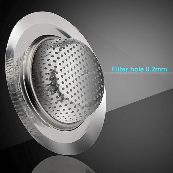 Mitsico 11.5 Cm Kitchen Sink Strainer - Stainless Steel Silver | Heavy-duty Filter Cup Stops Food Particles Easy Lift Design