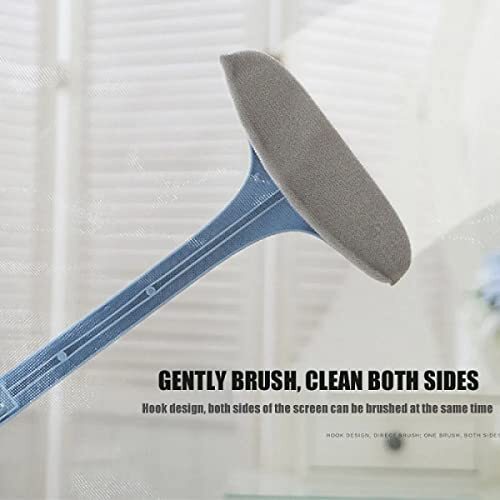 Avinya Multifunctional Screen Brush 2 In 1 - Plastic, Single Cavity, Multicolor | Extended Handle, Double-sided Window Cleaner, Mesh Wiper