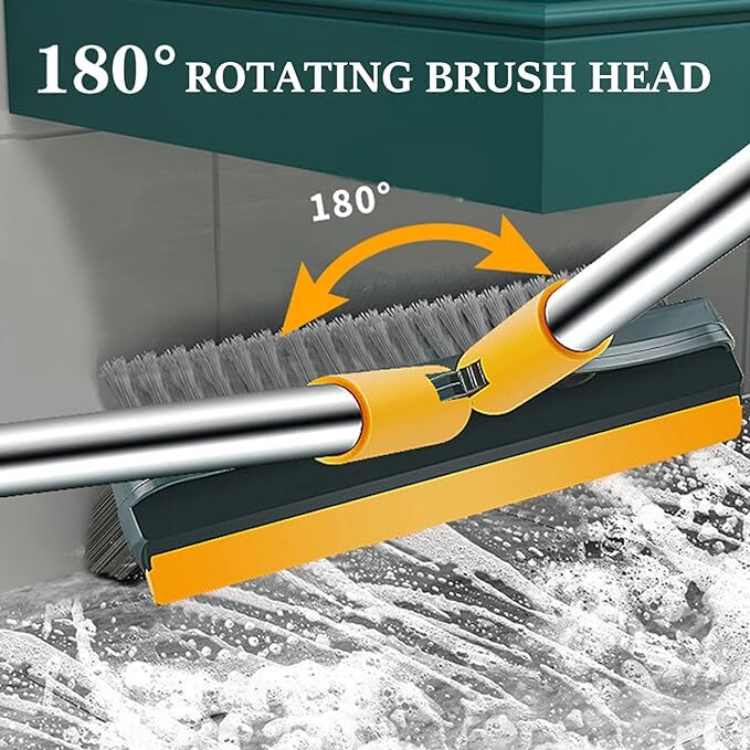 Gaolamber 3 In 1 Cleaning Scrub Brush - Pvc Plastic, Multicolor | Long Handle V-shape Stiff Bristle Scrubber For Bathroom Glass Wall Cleaning