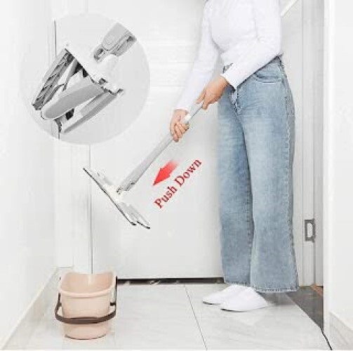 X Shape Microfiber Mop - Pvc Material, Multicolor Design | Self Wringing, Hands-free Manual Extrusion For Effective Floor Cleaning