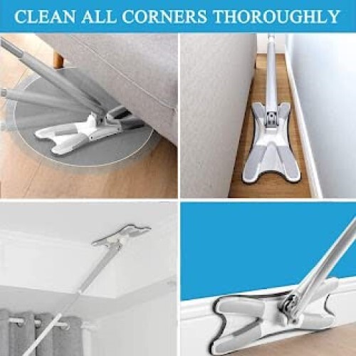 X Shape Microfiber Mop - Pvc Material, Multicolor Design | Self Wringing, Hands-free Manual Extrusion For Effective Floor Cleaning
