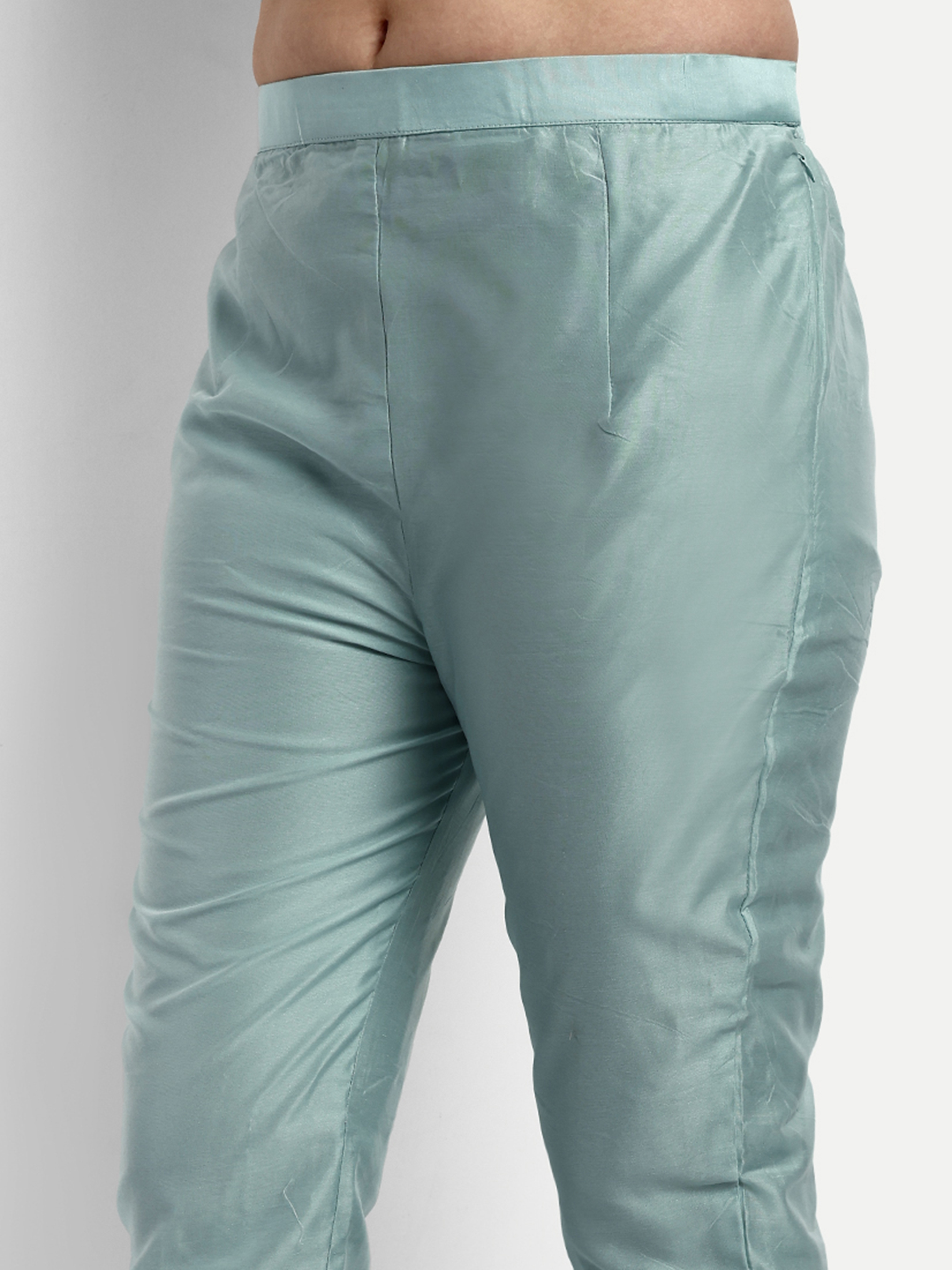 Chanderi Designer Straight Suits - Color: Light Green