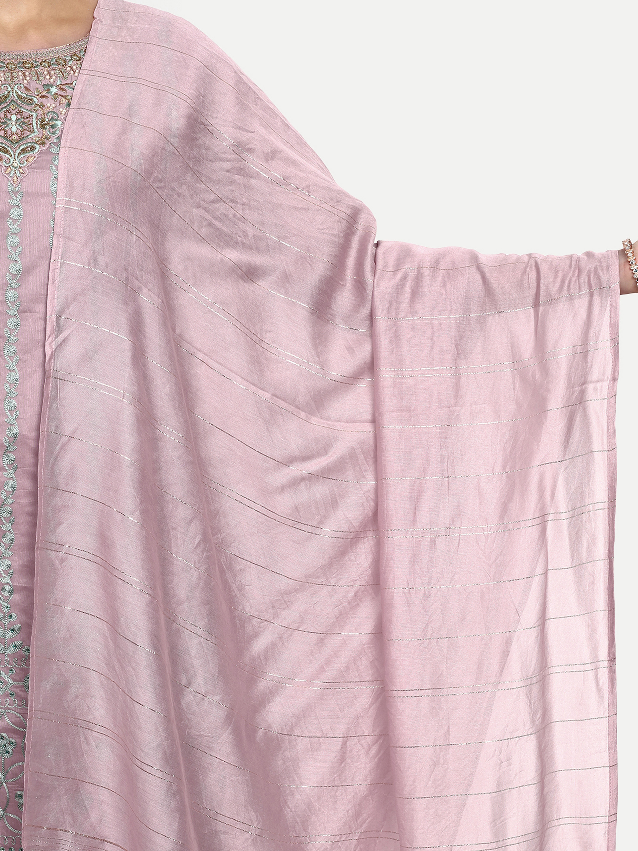 Lavender Chanderi Stitched Salwar Suits