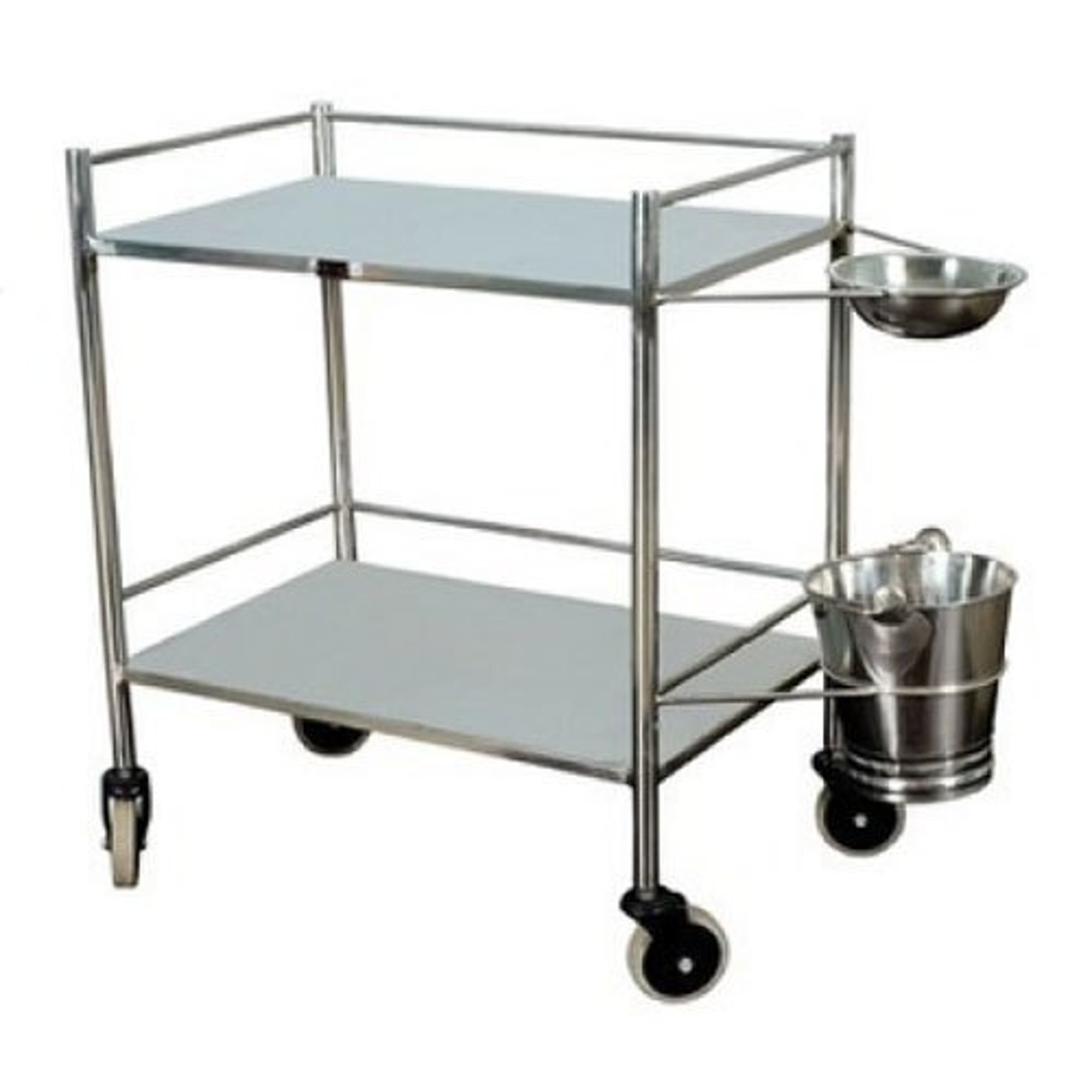 Dressing Trolley - Stainless Steel, 1000x500x800 Mm , Two Swivel Shelves For Medical Supply Transport And Instrument Organization | Iso 13485 Compliant