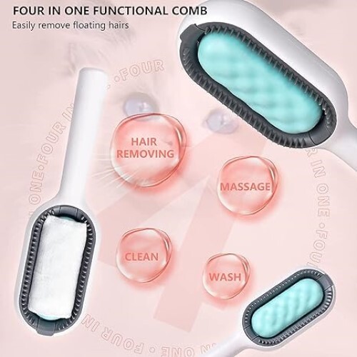 Gopinathji 3 In 1 Multifunction Pet Cleaning Comb - Pvc Material Multicolor Design | Portable & Stylish Grooming Tool For Pet Hair Care