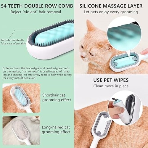 Gopinathji 3 In 1 Multifunction Pet Cleaning Comb - Pvc Material Multicolor Design | Portable & Stylish Grooming Tool For Pet Hair Care