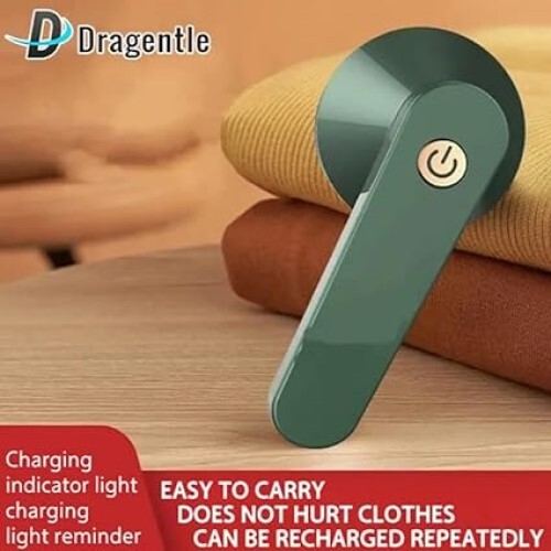 Electric Lint Remover Rechargeable - Plastic Pvc Material, Green Color | Portable Design, Single Cavity For Effortless Fuzz & Pet Hair Removal