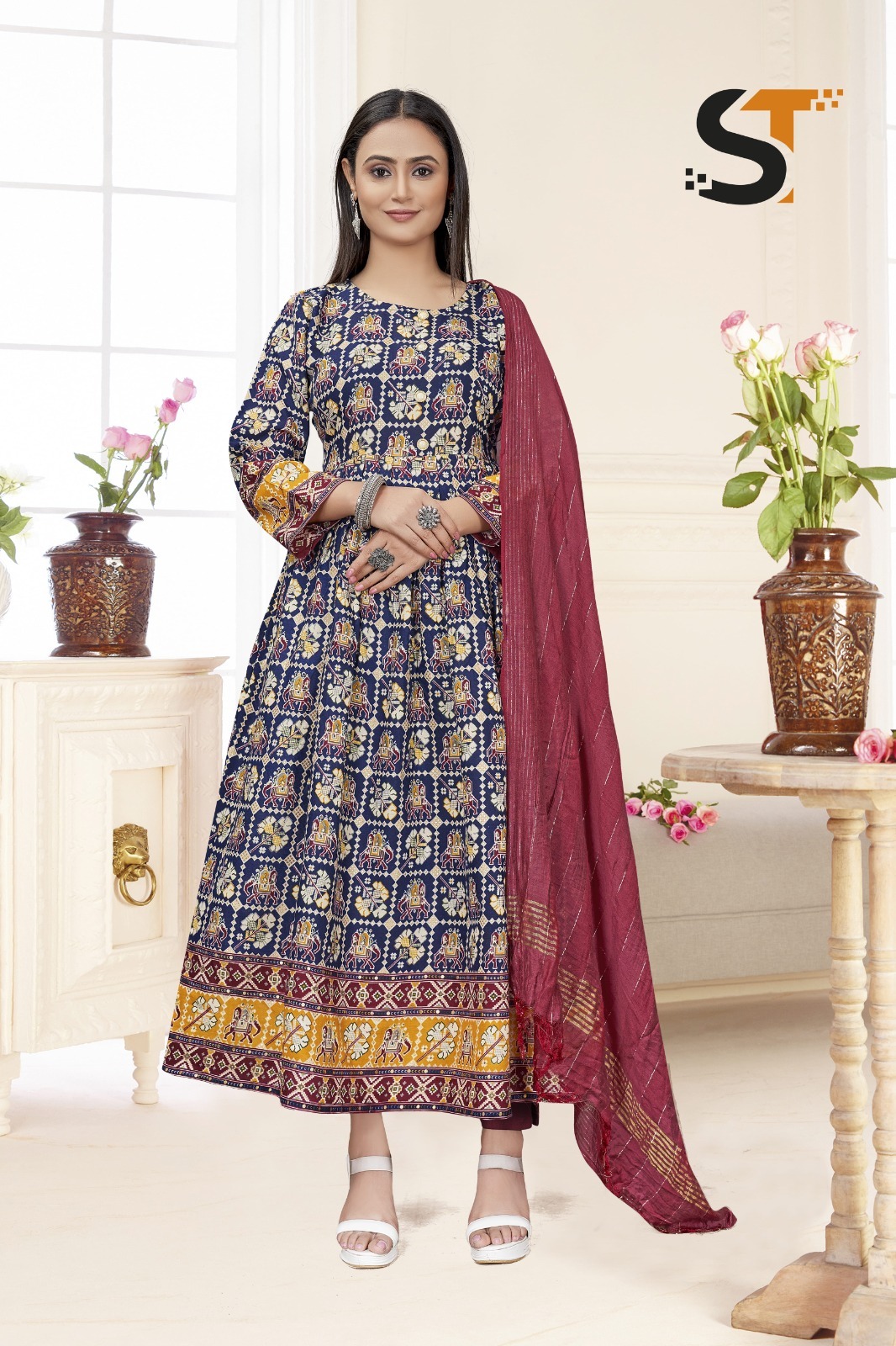 Anarkali Gown - Color: As Per Image