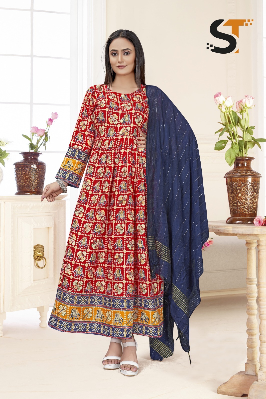 Anarkali Gown - Color: As Per Image