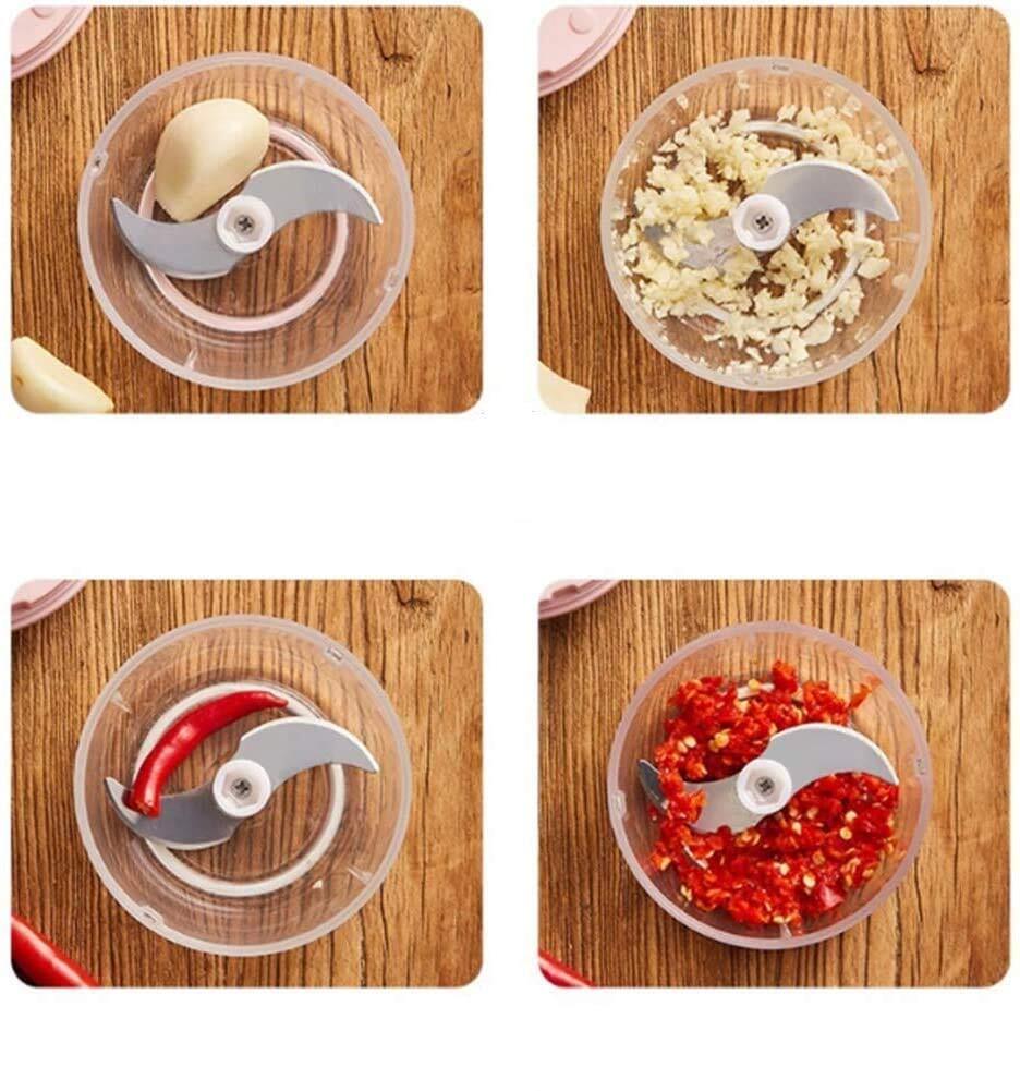 Calist Electric Garlic Chopper - Plastic 8.8 X 8.8 X 13.2 Centimeters Pink | Wireless Portable Rechargeable Mini Grinder For Vegetable Nuts Meat