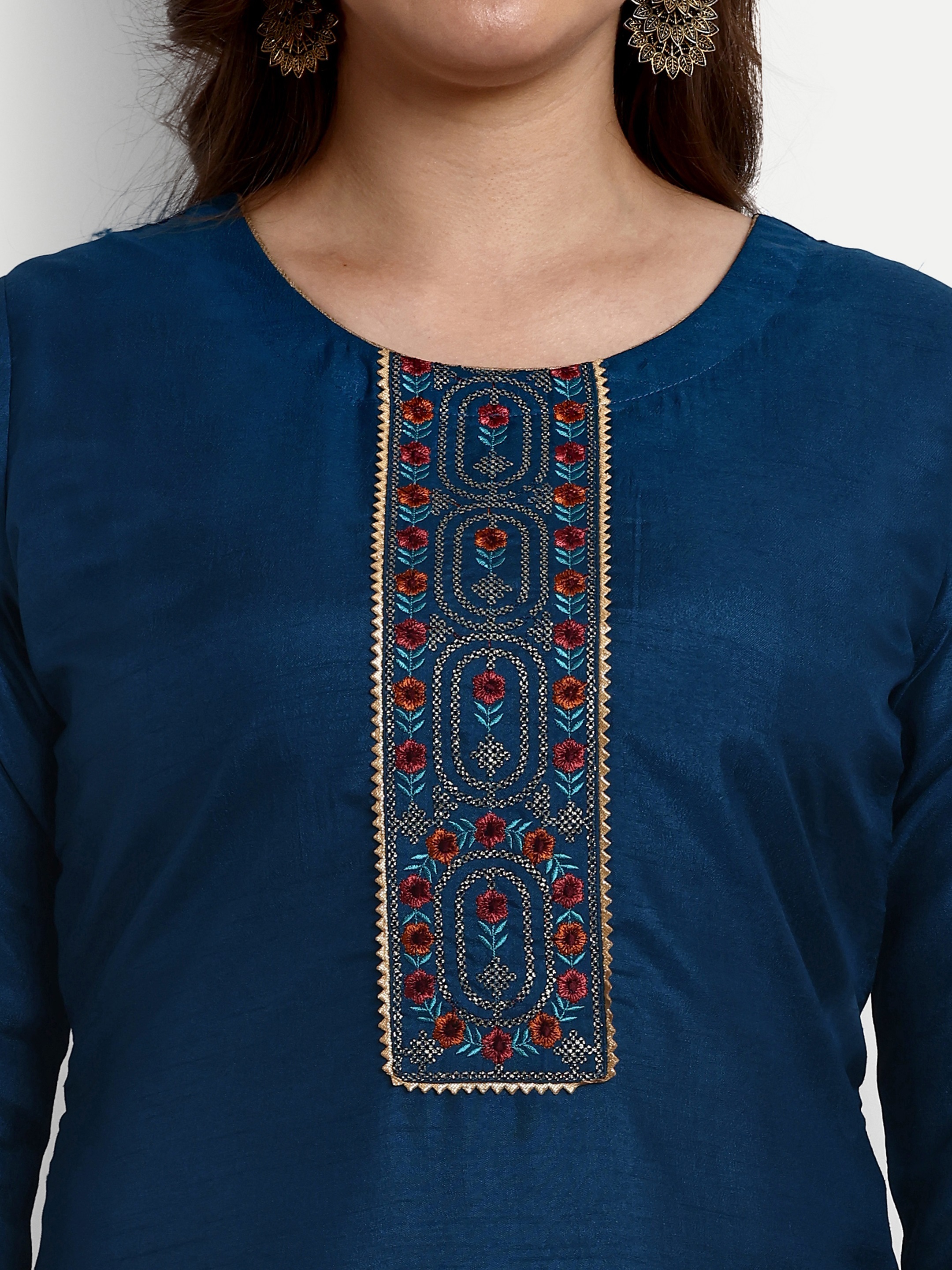 Dola Silk Designer Salwar Suits - Blue, Green & Maroon With 3mm Heavy Sequence Multi Embroidery | Breathable, Quick Dry, Custom Size, Stitched, Ethnic Indian Wear