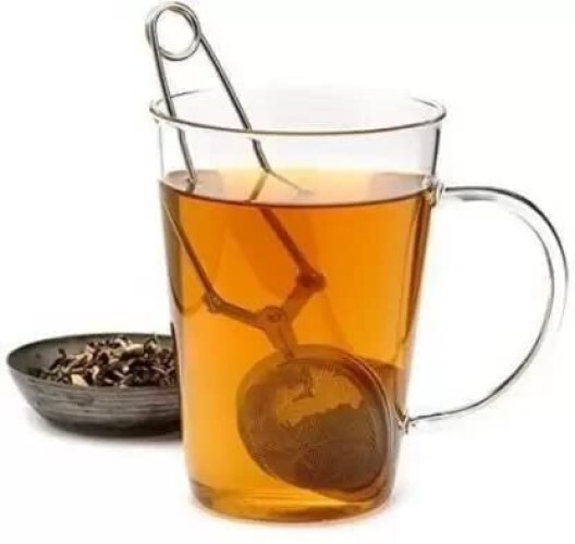 Inaara Stainless Steel Tea Strainer With Squeeze Handle Green Tea Leaves Herb Mesh Ball Infuser Filter Clip Squeeze Strainer (Pack Of 1)