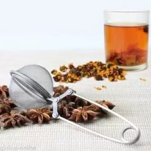 Inaara Stainless Steel Tea Strainer With Squeeze Handle Green Tea Leaves Herb Mesh Ball Infuser Filter Clip Squeeze Strainer (Pack Of 1)
