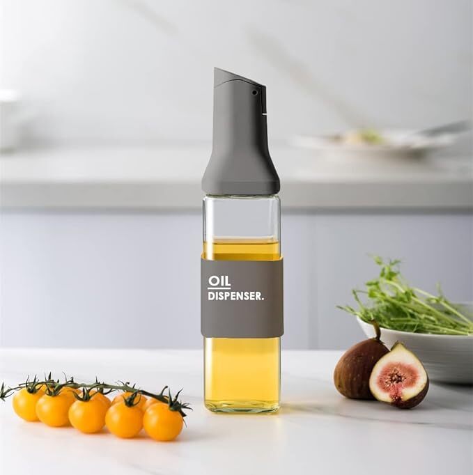 Limbani Brothers Glass Olive Oil Dispenser - 29.5x6 Cm | Multicolor Automatic Lid Opening And Closing Drip Free Spout