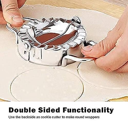 Niralasa Stainless Steel Dumpling/momos Maker - Stainless Steel, Silver | Dumpling Press, Samosa/gujiya/momo Maker, Dough Cutter Tool