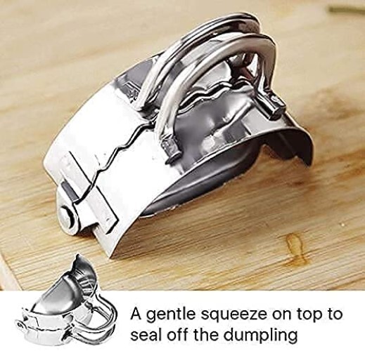 Niralasa Stainless Steel Dumpling/momos Maker - Stainless Steel, Silver | Dumpling Press, Samosa/gujiya/momo Maker, Dough Cutter Tool