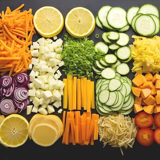 Mandoline Food Chopper - 16.1x14.9x34.9cm, White Plastic With Stainless Steel Blade, 907g Lightweight Design