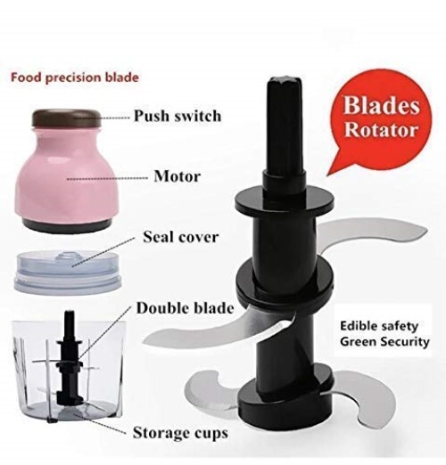 Multipurpose Food Chopper Food Processor Blenders Mini Blender Mixers & Grinder Capsule Cutter Quatre Mini Electric Blender - Color: Multicolor