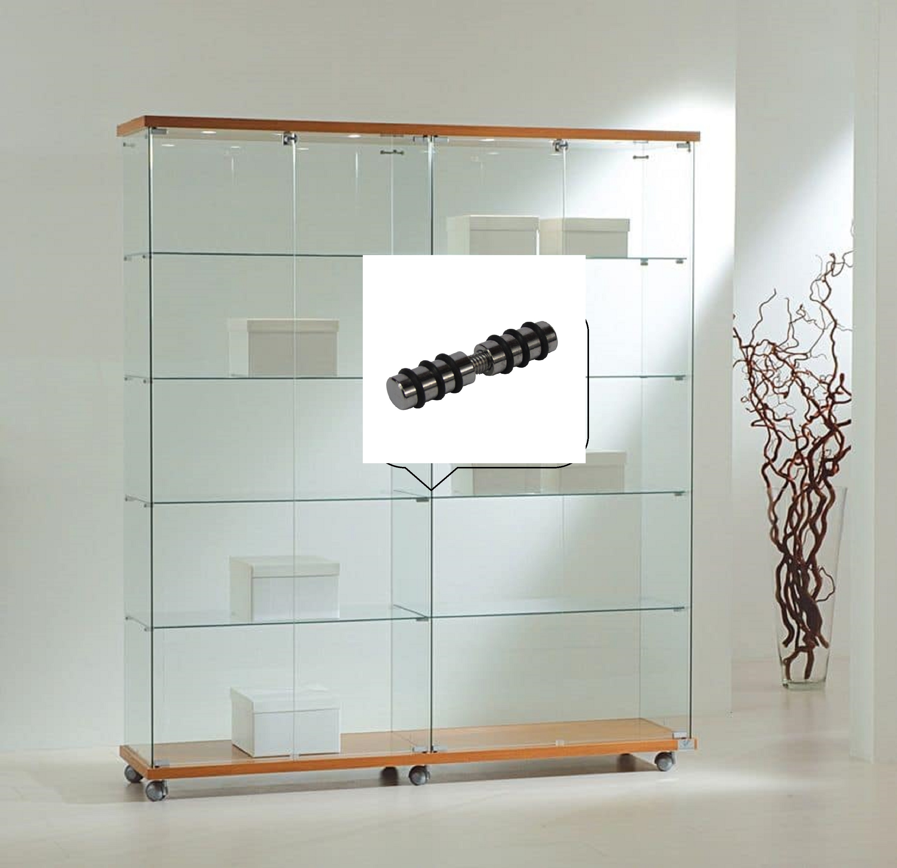 Silver Glass Barrel Button / Double Side Glass Shelf Holder Clamps Clip