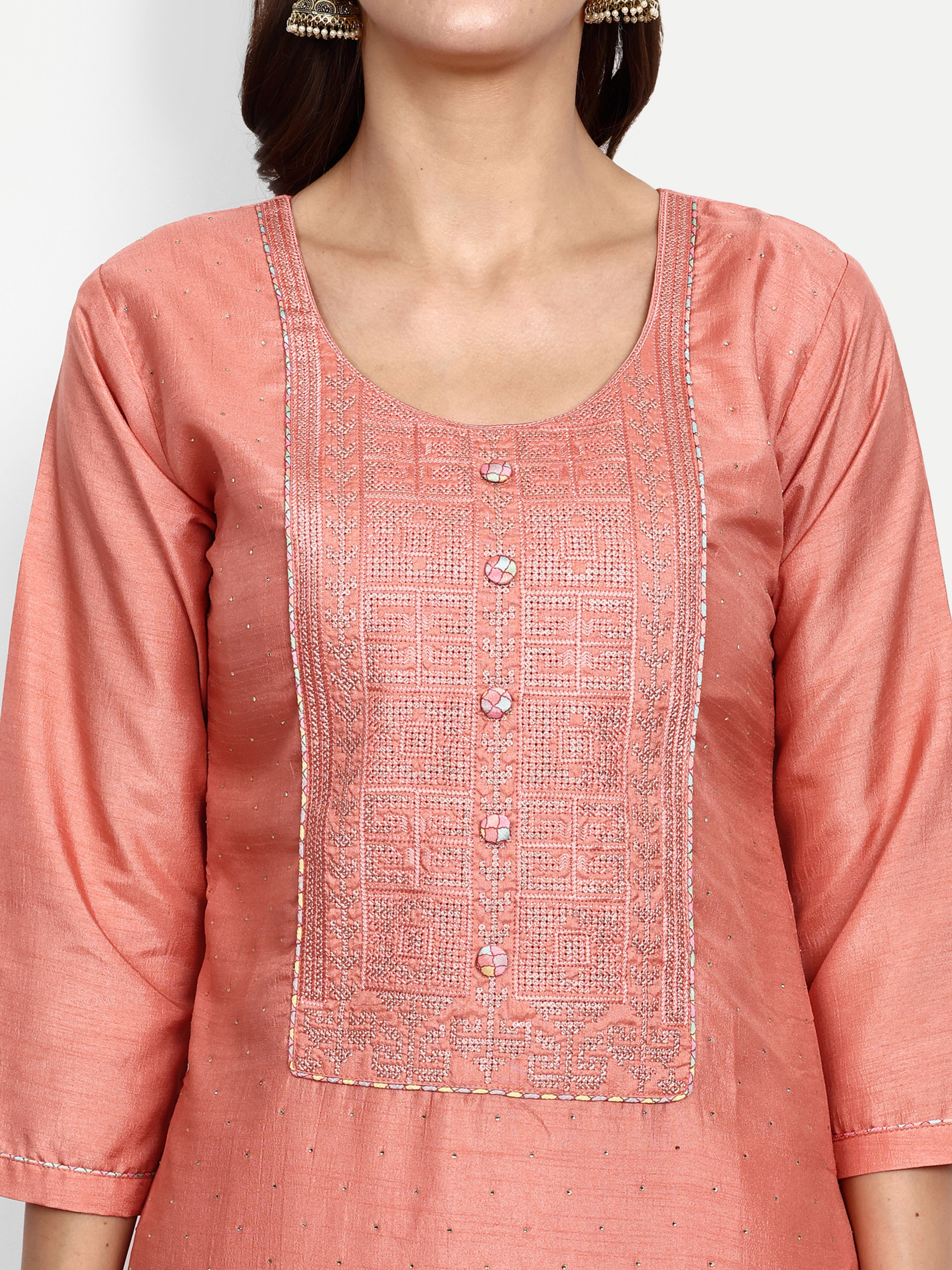 Peach Silk Designer Salwar Suits