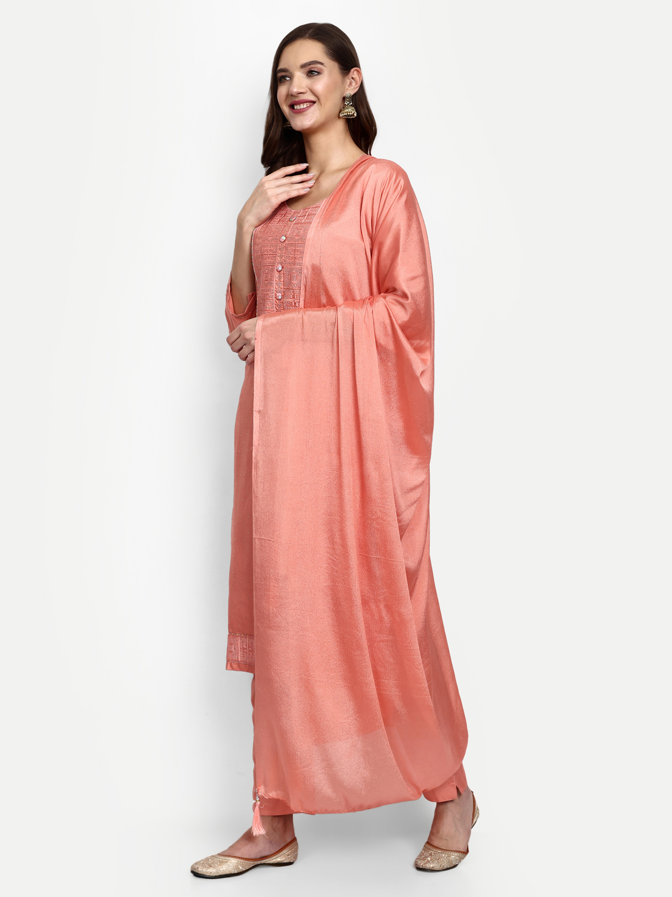 Peach Silk Designer Salwar Suits