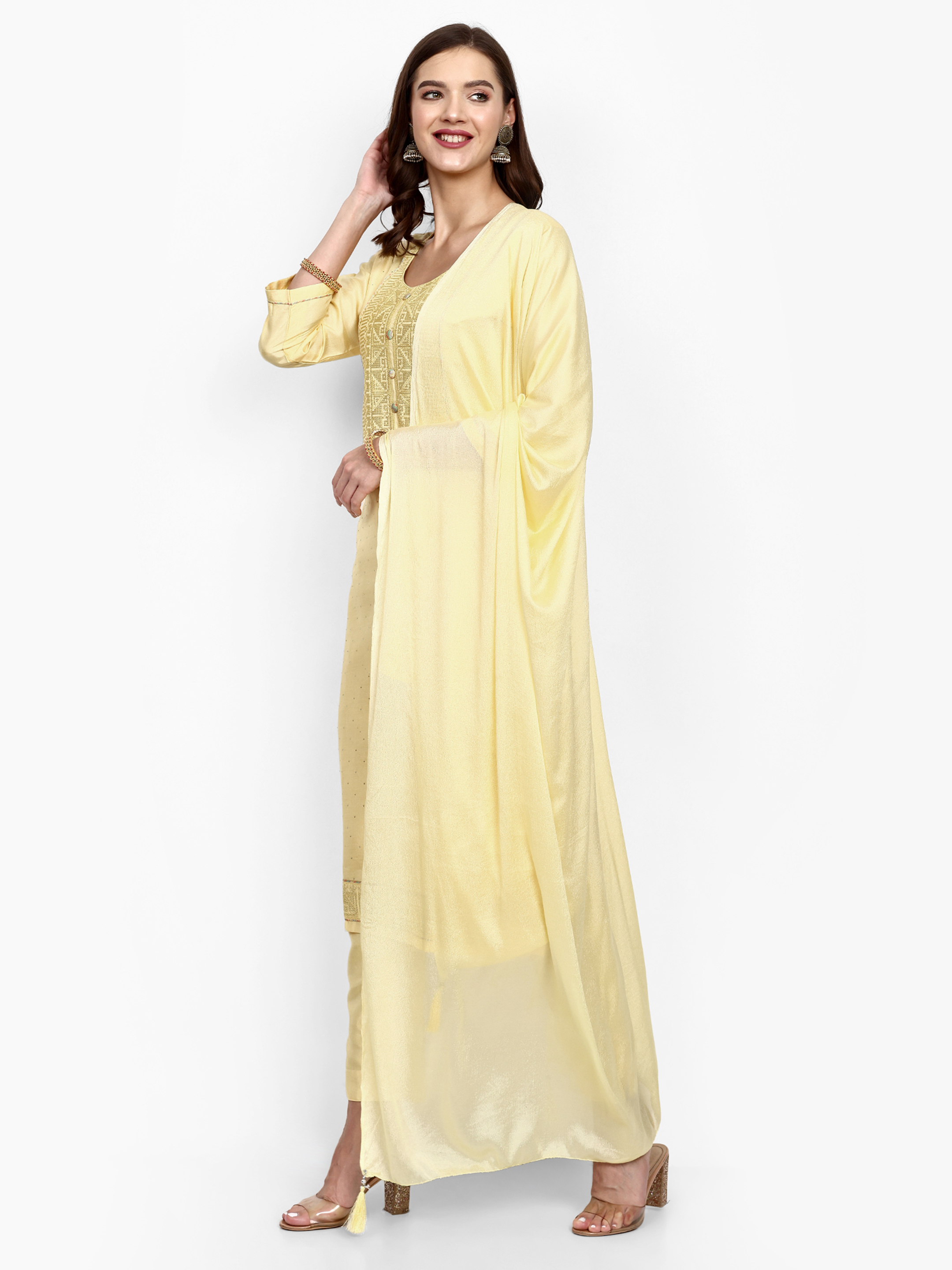 Yellow Silk Designer Salwar Kameez