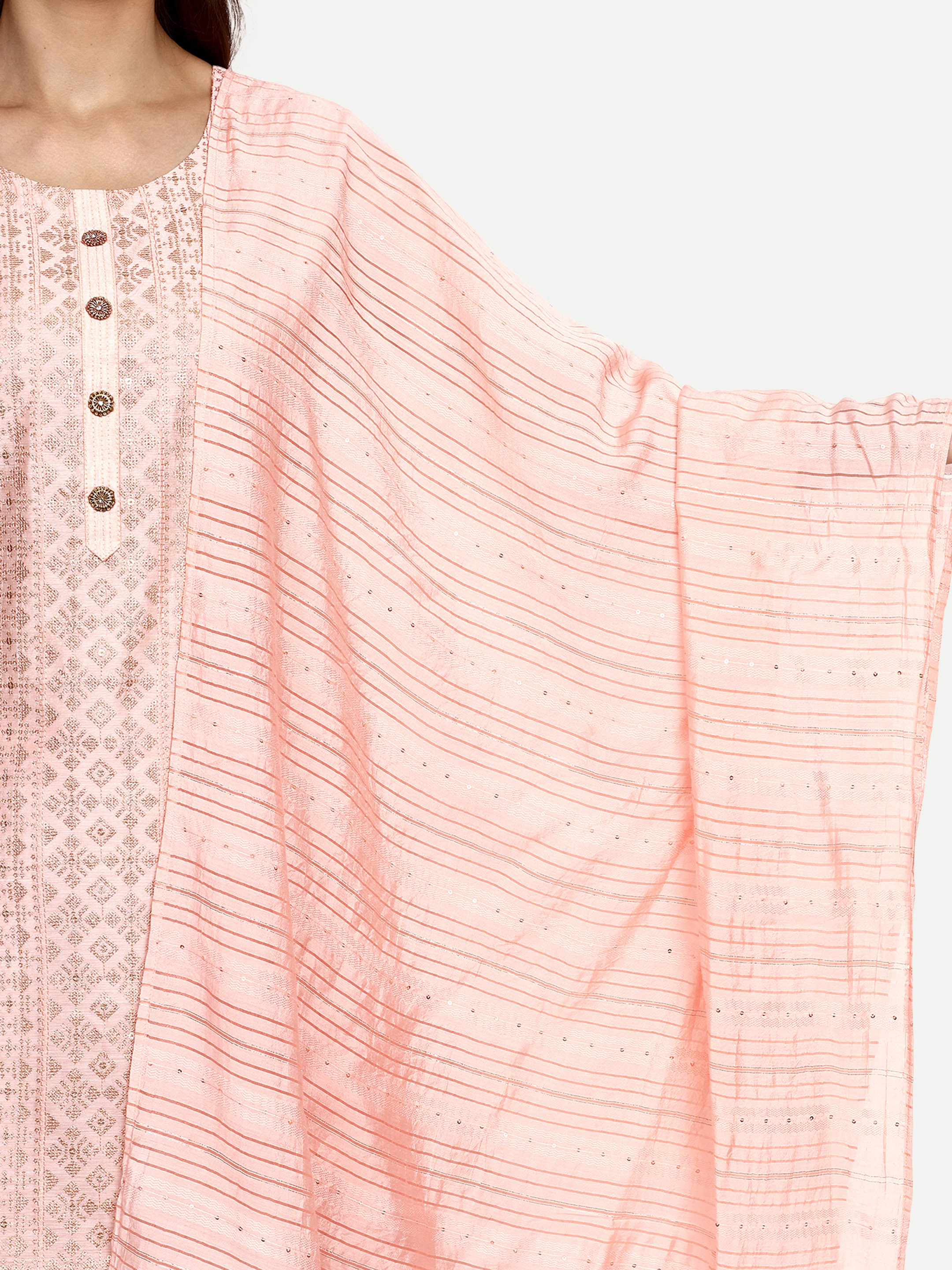 Peach Modal Chanderi Palazzo Suits Set