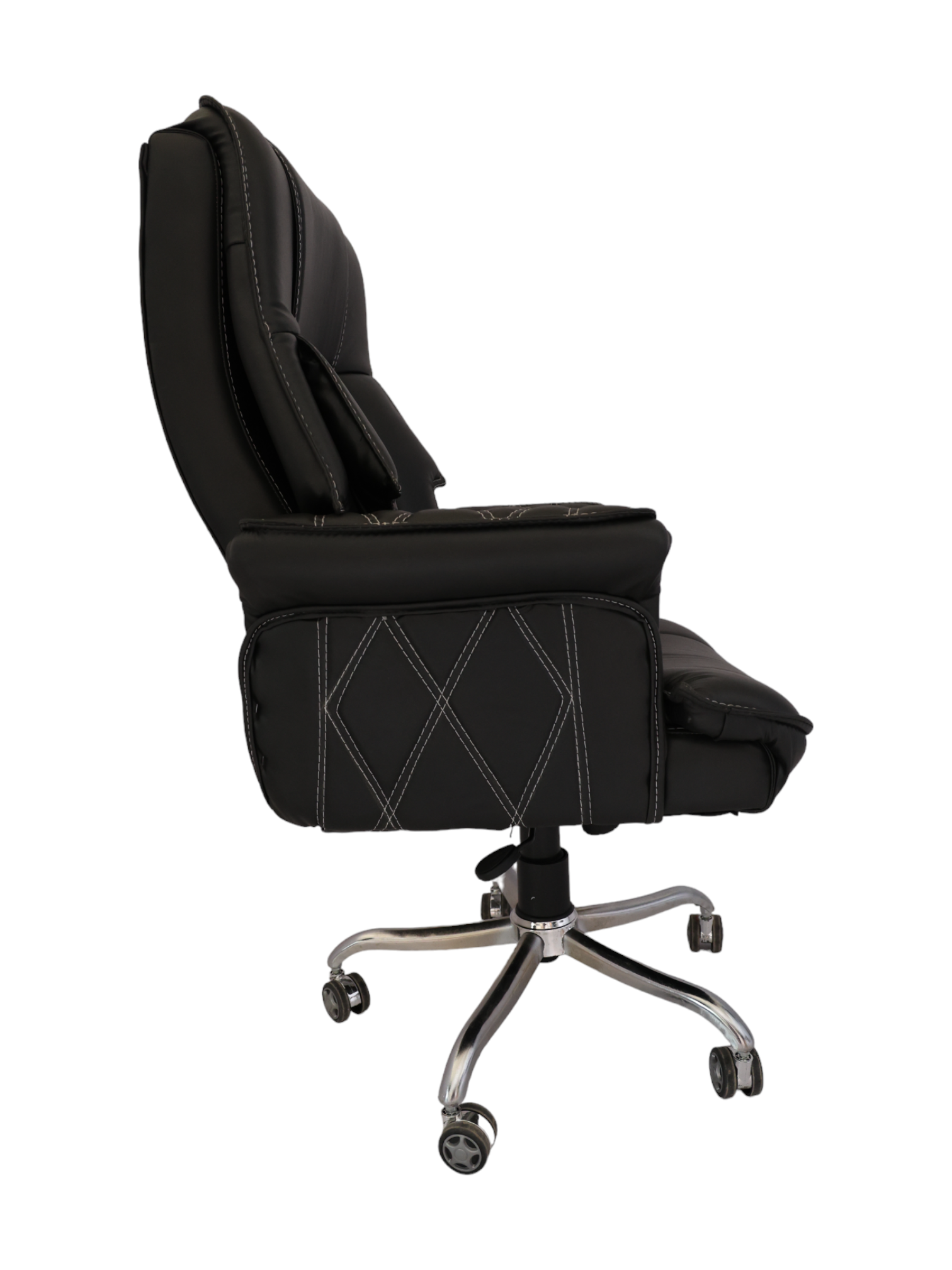 Adhunika High Back Boss Office Chair With Leather Seat (Black 28x23x49)