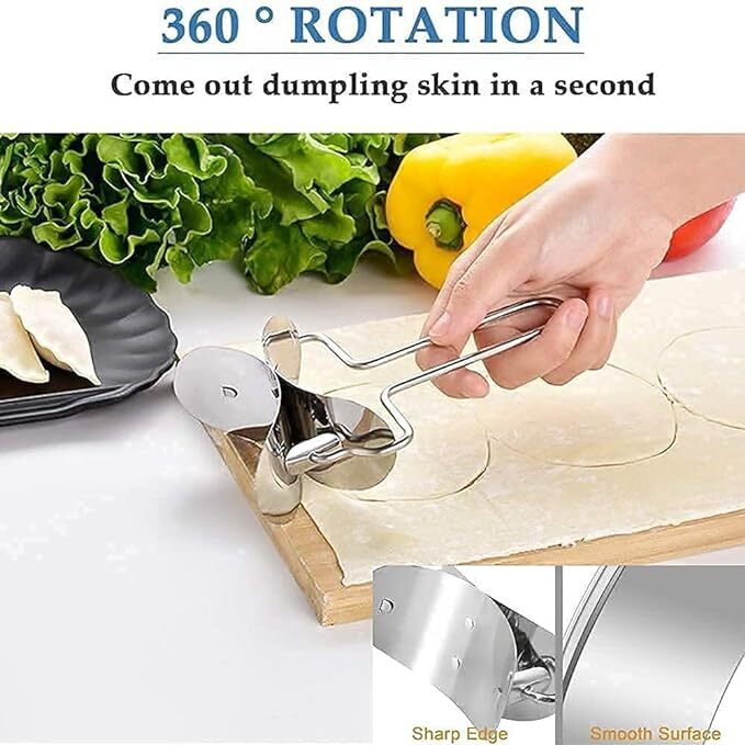 91zomart Easy And Fast Stainless Steel Puri Cutter Roller Machine - Stainless Steel, 12 X 8 X 6 Cm, Silver | Ideal For Biscuit, Pastry, Cookie Dough Cutting