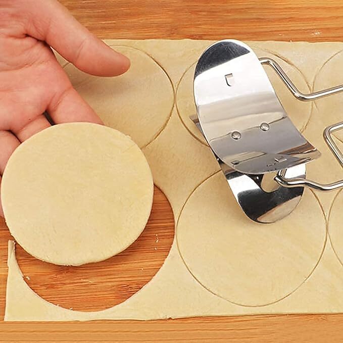 91zomart Easy And Fast Stainless Steel Puri Cutter Roller Machine - Stainless Steel, 12 X 8 X 6 Cm, Silver | Ideal For Biscuit, Pastry, Cookie Dough Cutting