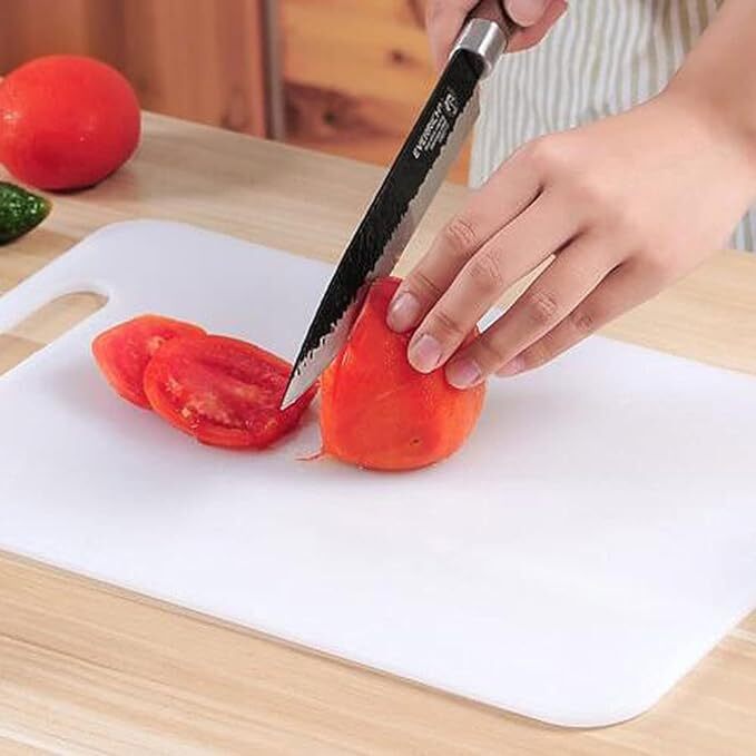 Gentre Plastic Cutting Board - 40cm X 25cm White Pvc Material With Handle For Easy Cleaning Ideal For All Food Types