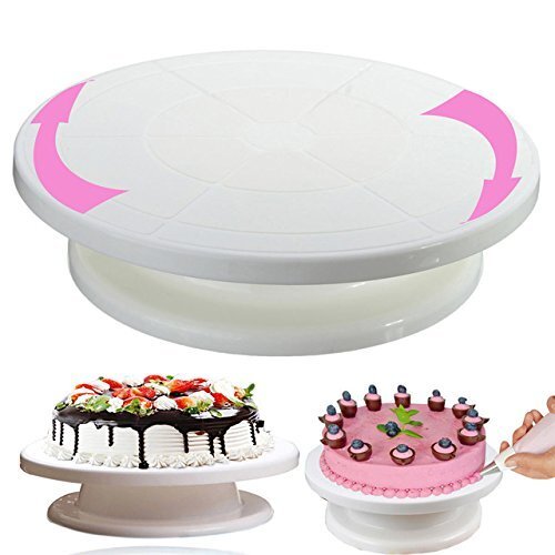 Labros Cake Decorating Turntable Stand, Cake Turning Table, Cake Table | 360a Rotating, 28 Cm, Plastic, White (Turn Table 01)