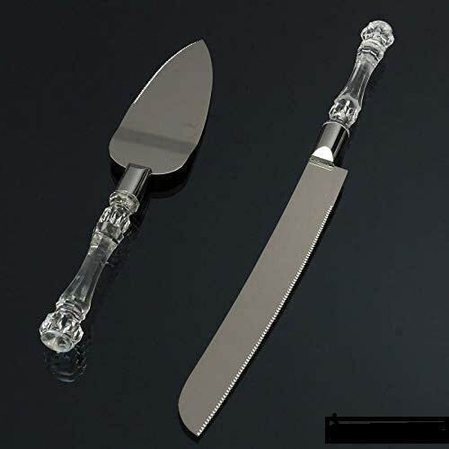 Auxa 3pc Set Stainless Steel Cake Knife, Server & Pizza Cutter - 12x5x10 Cm | Elegant Crystal Handle, Perfect For Weddings & Celebrations