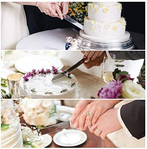Auxa 3pc Set Stainless Steel Cake Knife, Server & Pizza Cutter - 12x5x10 Cm | Elegant Crystal Handle, Perfect For Weddings & Celebrations