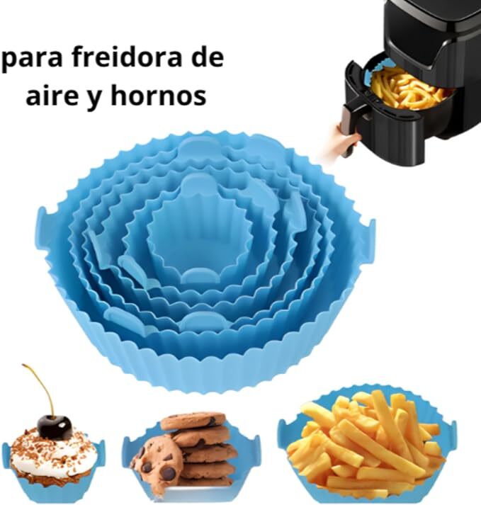 Genã©rico Pack Of 6 Silicone Moulds - Pvc Material 20 Centimetres Navy Color | Reusable Flexible Non-stick For Air Fryer Oven Cakes Cookies Biscuits
