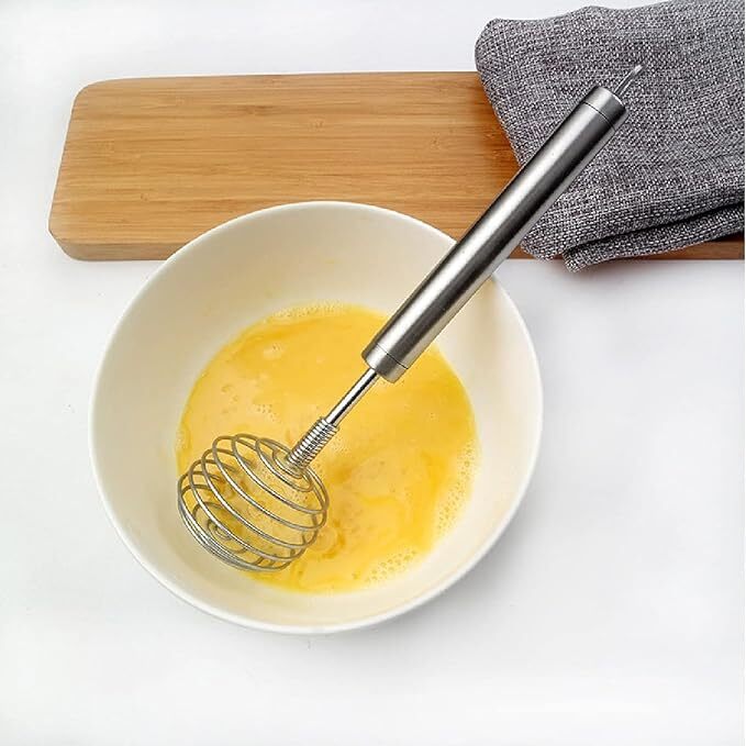 Tomatusãâ® 1 Pcs Stainless Steel Manual Eggbeater - 23 X 6 X 6 Cm, Silver Color, Lightweight 70g Design For Versatile Kitchen Mixing & Whisking