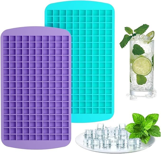 Barepepe 160 Cavity Silicone Mini Ice Cube Trays, 320 Small Ice Cube Molds, Easier To Release, Crushed Ice For Chilling Drinks, Cocktail, Flexible Stackable For Freezer, Multicolor