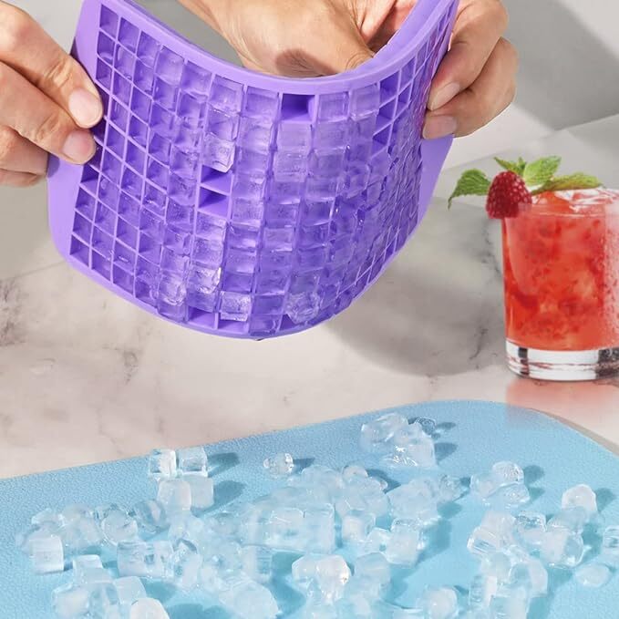 Barepepe 160 Cavity Silicone Mini Ice Cube Trays, 320 Small Ice Cube Molds, Easier To Release, Crushed Ice For Chilling Drinks, Cocktail, Flexible Stackable For Freezer, Multicolor
