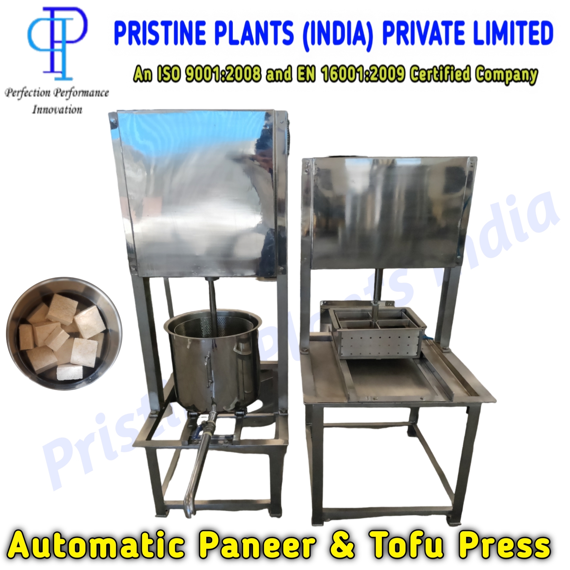 Pneumatic Paneer And Tofu Press - Stainless Steel, 20x20x35 Inch , Automatic 25 Kg/hr Capacity, Durable And Computerized Control System