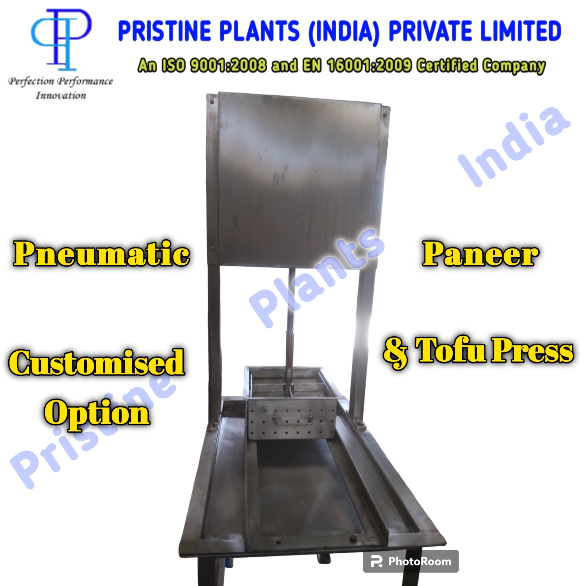Pneumatic Paneer And Tofu Press - Stainless Steel, 20x20x35 Inch , Automatic 25 Kg/hr Capacity, Durable And Computerized Control System