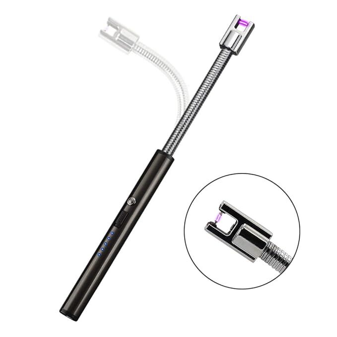 Unitrip Electric Arc Bbq Lighter - Aluminum Alloy, 25.4 X 1.5 X 1.5 Cm, Black | Flameless, Windproof, 360â° Flexible Neck, Usb Rechargeable