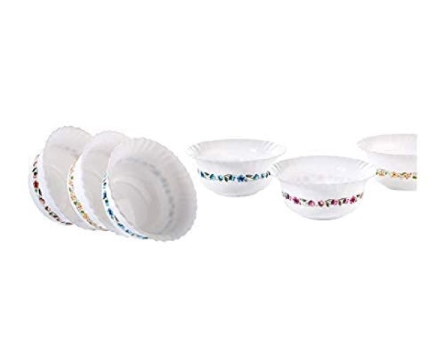 Karm Creation Dinner Set Of 36 Pcs - Metal, 24 X 24 X 4 Cm, Multicolor | Includes 6 Big Plats, 12 Small Bowls, 6 Table Spoons & 2 Lids