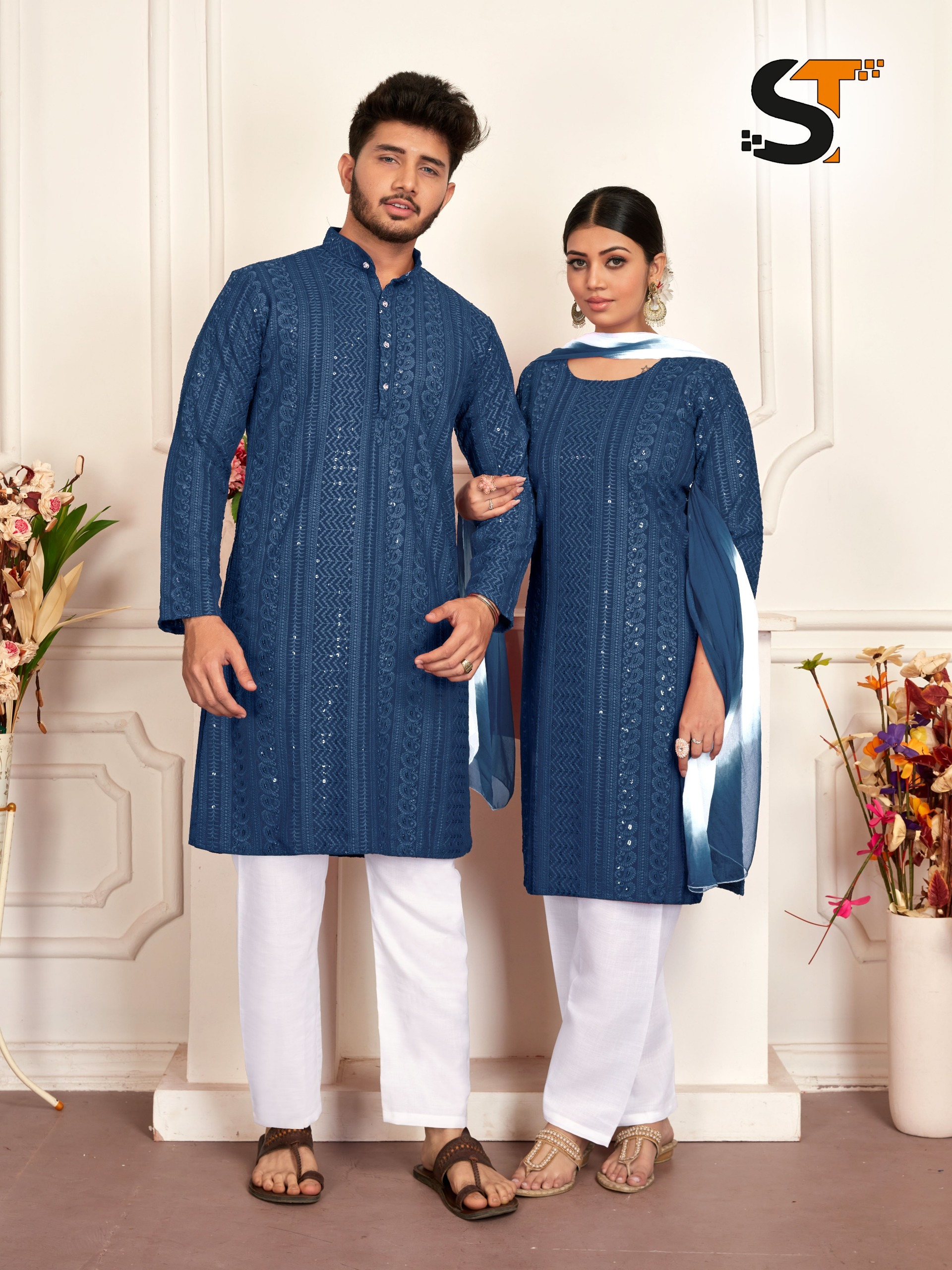 Mens And Womens Kurti Combo - Sleeve Style: Long Sleeve