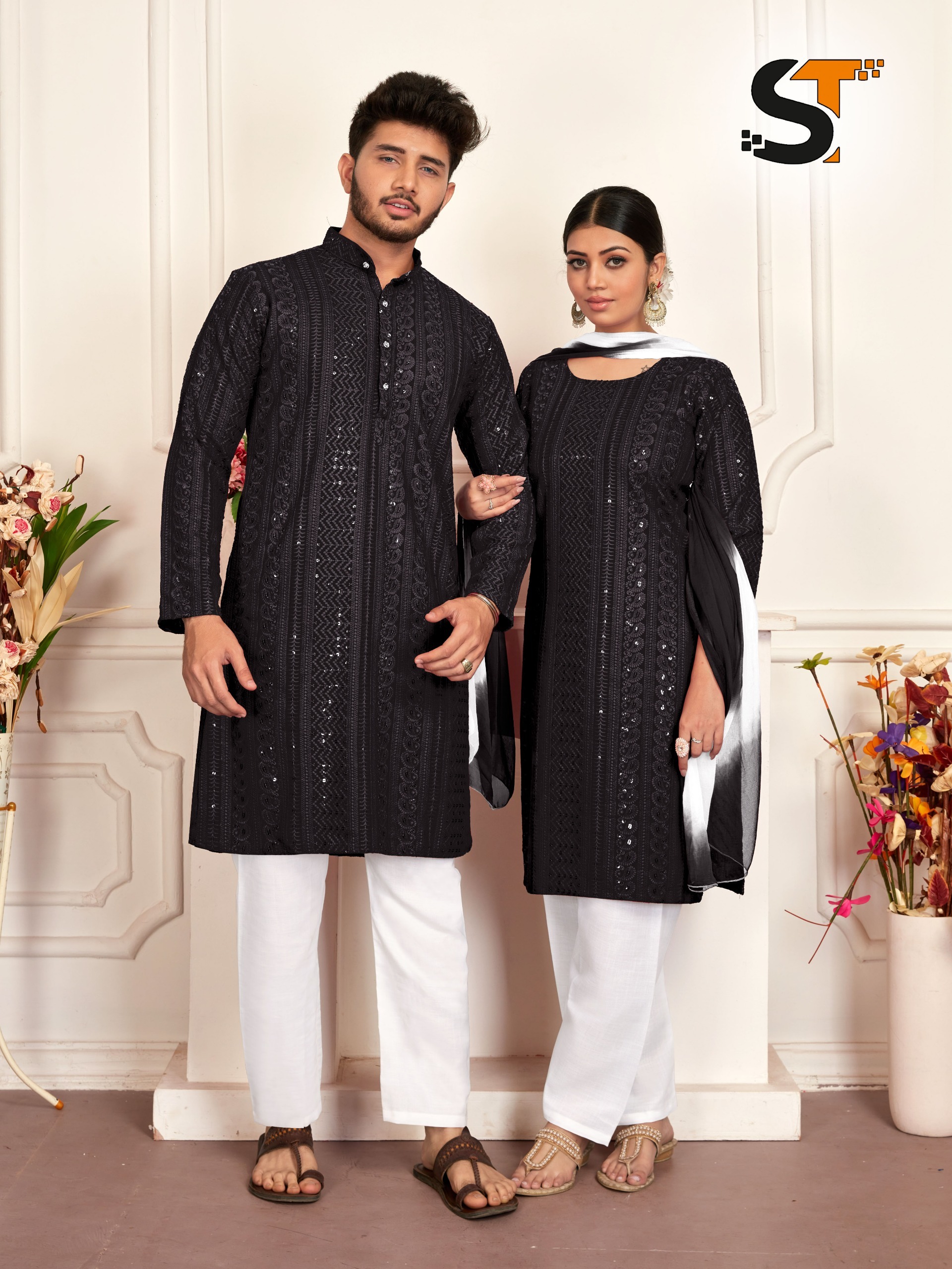 Mens And Womens Kurti Combo - Sleeve Style: Long Sleeve