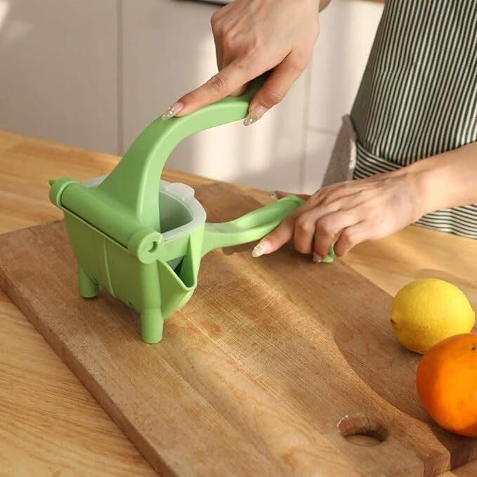 Mitsico Plastic Manual Citrus Juicer - Food-grade Pvc, Free Size, Multicolor | Ergonomic Handle, Anti-drip Triangle Spout, 2 Filters Included